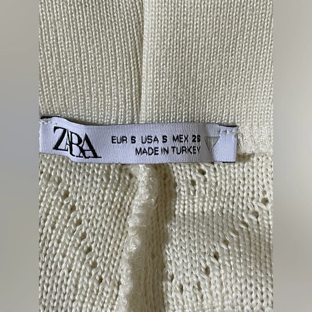 ZARA crocheted knit Flared Leg sweater Pants high waisted size Small - Picture 6 of 6